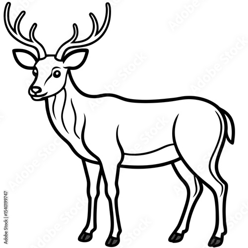 Minimal Line Drawing Wapiti with Vole