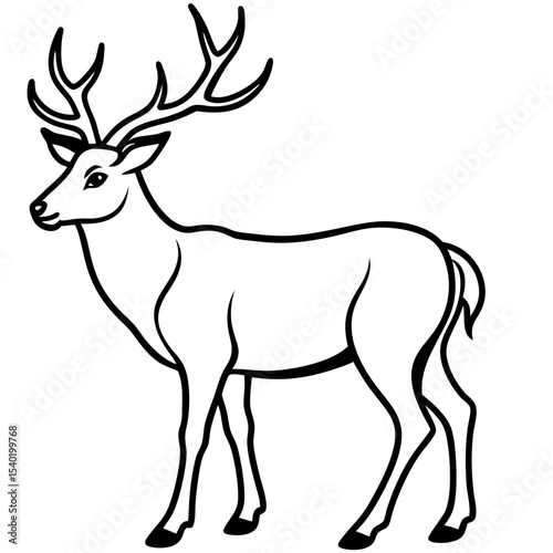Minimal Line Drawing Wapiti with Vole