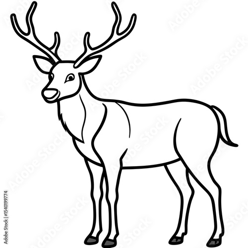 Minimal Line Drawing Wapiti with Vole