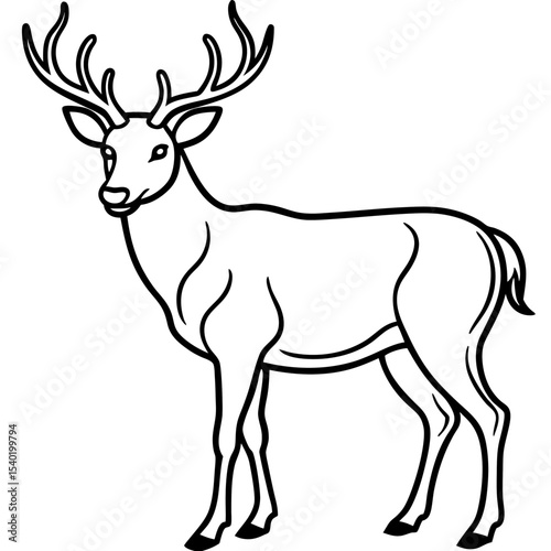 Minimal Line Drawing Wapiti with Vole