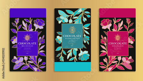 Luxury packaging design of chocolate bars. Vintage vector ornament template. Elegant, classic elements. Great for food, drink and other package types. Can be used for background and wallpaper.