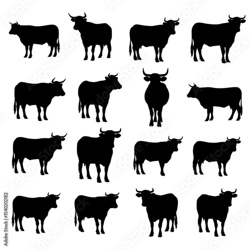 Stylized Artistic Cow Silhouette Creating Visual Appeal in Flat Design