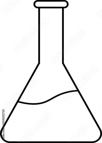 Simple Line Drawing of a Chemistry Flask with Liquid