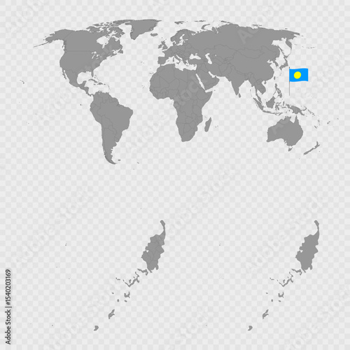 Palau Map Set with World Location.