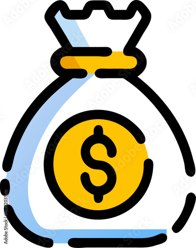 Money bag icon – cash sack symbol, financial wealth, money savings, currency bag, cash storage, finance concept, investment, money management, banking, wealth protection, business finance
