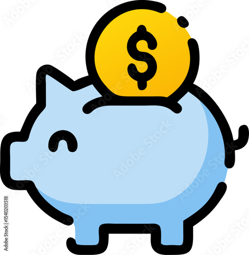 Piggy bank icon – money saving symbol vector, finance and budgeting concept illustration, banking, investment, economy, financial planning, deposit graphic, minimalist flat design for business use
