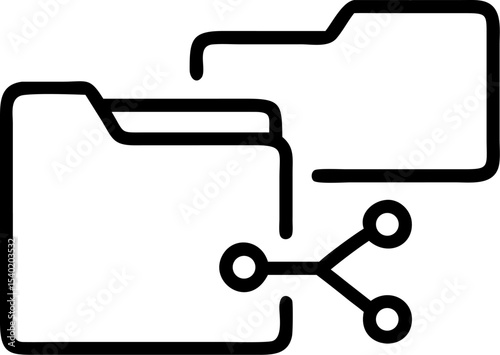 Shared folder icon – file sharing folder symbol for cloud storage, data access, online collaboration, digital archive, network directory, document management, flat business tech illustration
