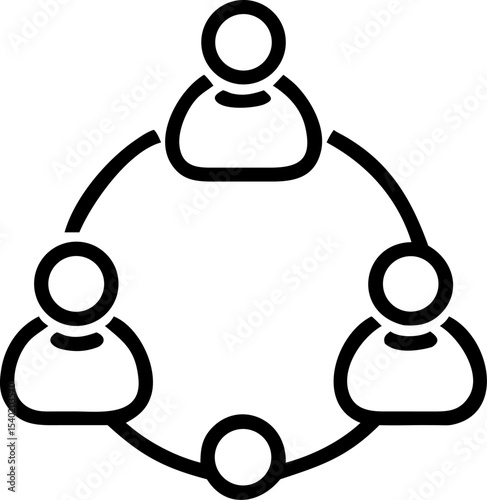 Connected people icon in circular formation – community network symbol, teamwork collaboration graphic, social connection vector for communication, business, unity, partnership, and support systems
