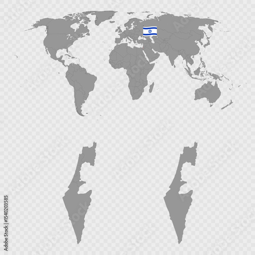 Israel Map Set with World Location.