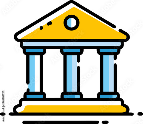 Classical bank building icon – financial institution symbol, vector illustration for banking, economy, government, savings, investment, law, architecture, finance apps, corporate and legal visuals

