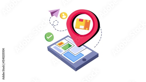 Wallpaper Mural Parcel Delivery Location 2D Flat Animations. Torontodigital.ca