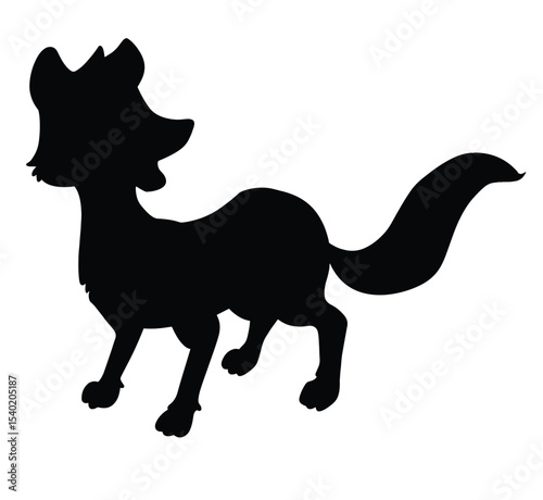 Cute cartoon hand drawn vector fox silhouette.