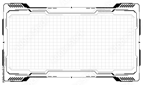 Hud frames black user interface elements design modern technology futuristic control panel screen digital hologram window gaming menu touching cyber monitor set on white background vector