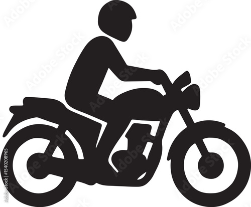 A powerful black silhouette vector illustration of a biker on a motorcycle, perfect for extreme sport and race designs