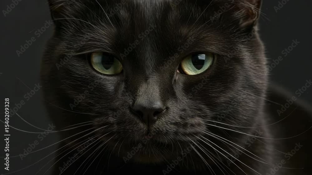 Closeup of the face of a grey cat blinking with its eyes Closeup of the face of a grey cat blinking with its eyes