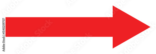 Long arrow. arrow pointing right site. Red horizontal long arrow pointing right. Bold thine long arrow. Vector illustration. 