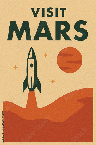 vector art of poster of visit Mars