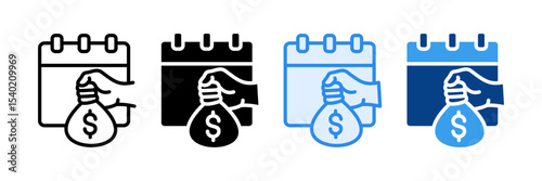 Pay Monthly Icon Set Multiple Style Collection