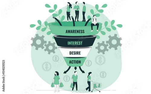 Marketing funnel concept illustration
