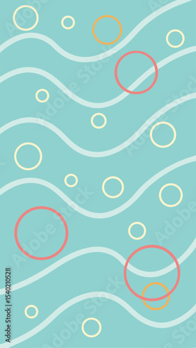 Abstract design of wavy lines and circles with a modern and playful aesthetic