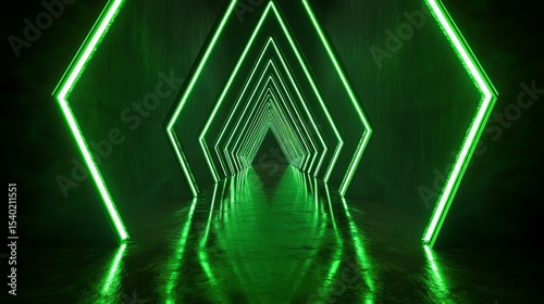Abstract 3d background of green neon optical lines flowing directionally with motion blur effect, glowing light burst like fiber data stream and dynamic tech energy spectrum concept