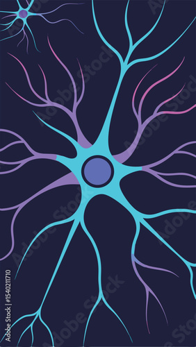 Abstract digital brain neuron mesh design with glowing neuron signals on dark background
