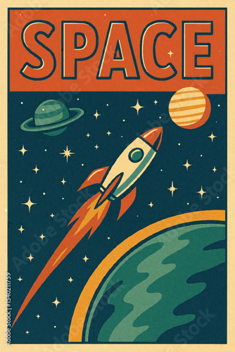 vector art of illustration space poster