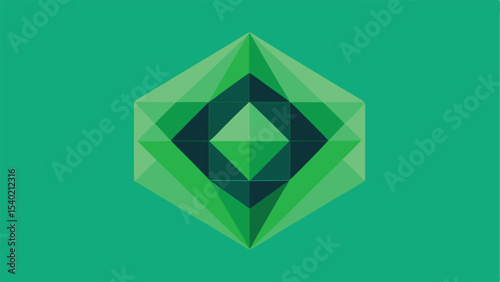 Abstract emerald geometric shape on transparency for creative design projects