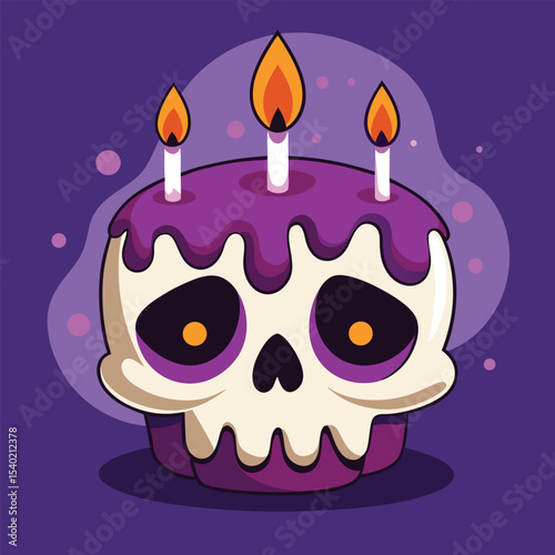 Halloween Spooky Skull Cake Design with Candles