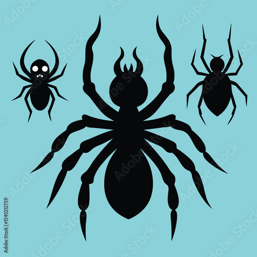 Spider on a Web Vector Illustration with Intricate Details and Color Elements