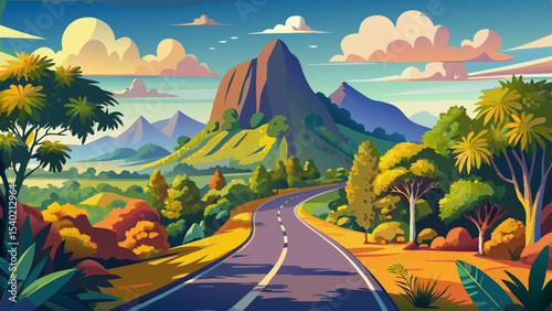 Landstrasse zum Mount Coonowrin m Glass House Mountains National Park Very beautiful