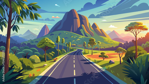 Landstrasse zum Mount Coonowrin m Glass House Mountains National Park Very beautiful
