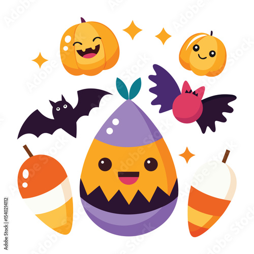 Cute Simplified Candy Corn Ghost Illustration