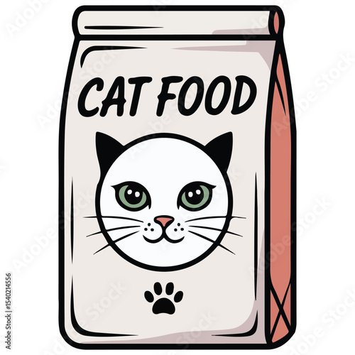 Cat food illustration bowl vector isolated white background