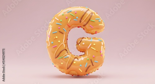 Letter G Donut, Alphabet Food, Sweet Pastry, Delicious Treat, 3D Render