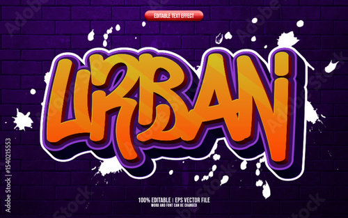 Urban colorful graffiti style 3D editable text effect