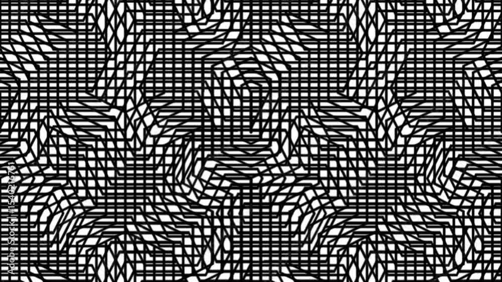 Seamless looping animation of abstract black and white geometric lines pattern background

