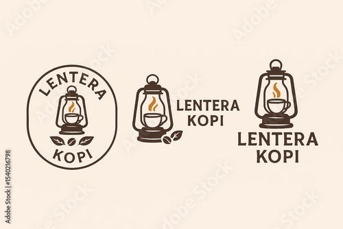 Lentera Kopi logo design featuring a vintage lantern and coffee cup symbolizes warmth comfort and the rich aroma of Indonesian coffee perfect for branding cafes coffee shops or coffee products