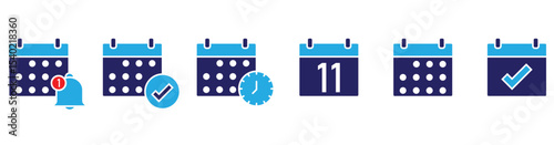 Callendar icon. Calendar planner icon collection. Reminder organizer event signs. Calendar notification icon. Business plan schedule. Stock vector