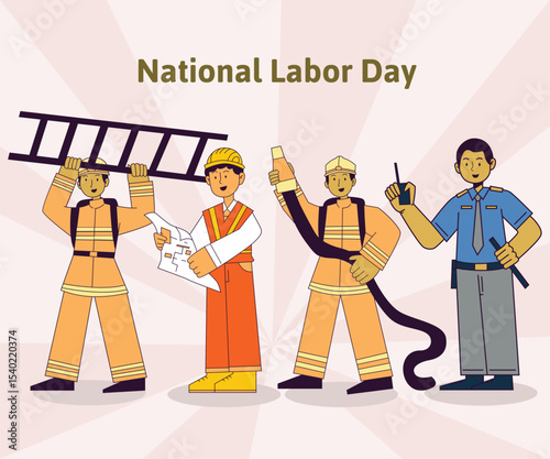 Flat design illustration of National Labor Day professions for icon element design