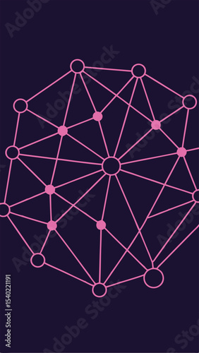 Abstract glowing neural network design with connections and dots on black background