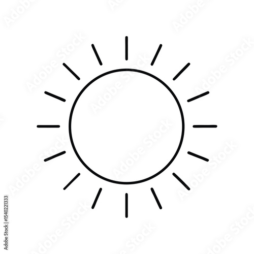 Sun Icon Line Art Vector Illustration  on a White Background.