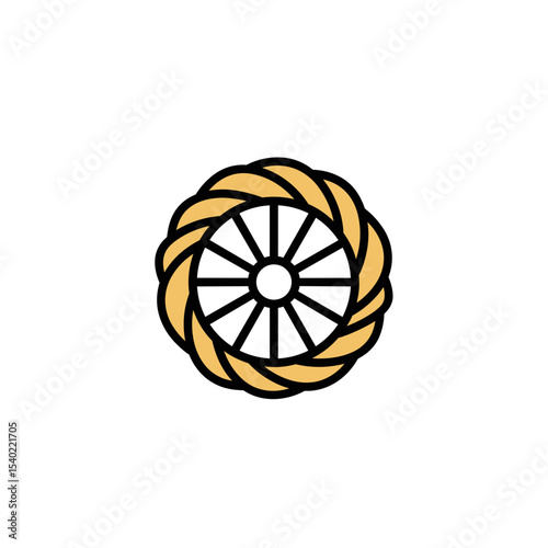 Baking wheel with braided dough ribbon on a transparent background