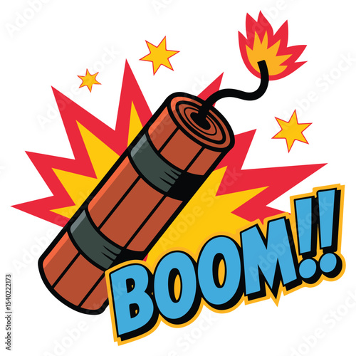Dynamite about to explode vector isolated white background