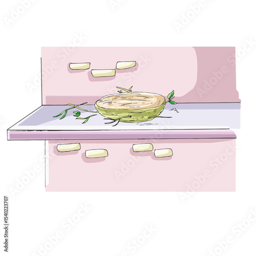 Cute cartoon hand drawn vector nest on house floor clipart.