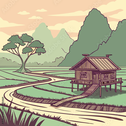 rural landscape with house