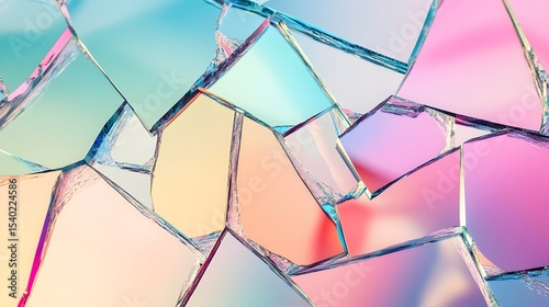 Colorful shattered glass pieces forming an abstract mosaic pattern