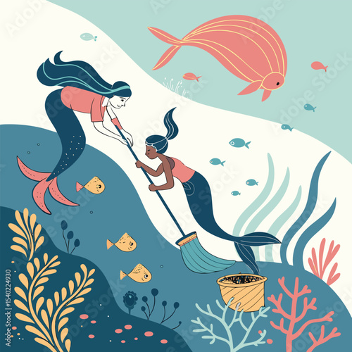 mermaid and fish