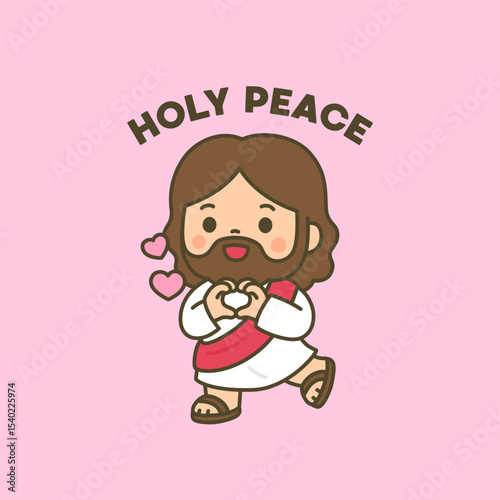 Chibi Jesus Character with Holy Peace Message