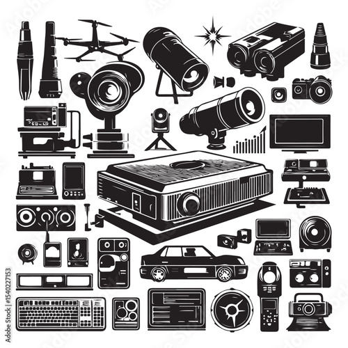 set of retro cameras